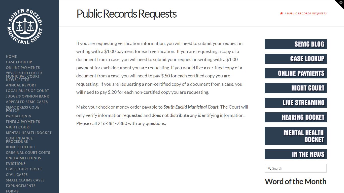 Public Records Requests | South Euclid Court
